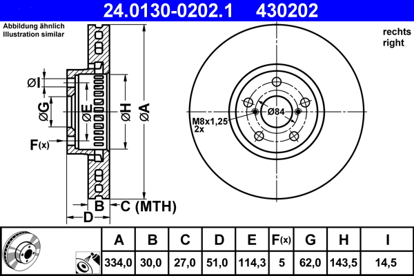 Brake Disc - 24.0130-0202.1 ATE