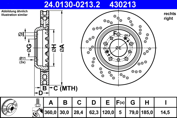 Brake Disc - 24.0130-0213.2 ATE