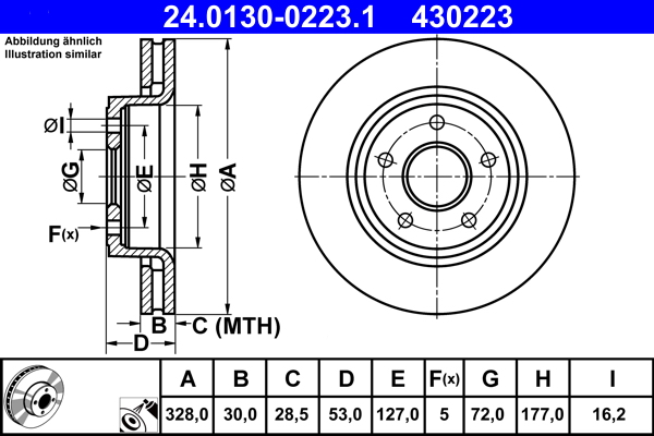 Brake Disc - 24.0130-0223.1 ATE