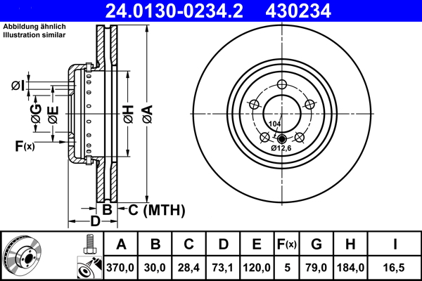 Brake Disc - 24.0130-0234.2 ATE