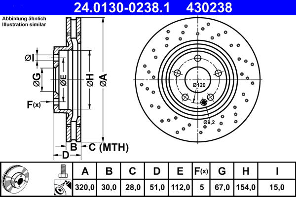 Brake Disc - 24.0130-0238.1 ATE