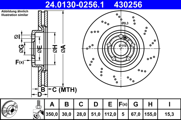 Brake Disc - 24.0130-0256.1 ATE