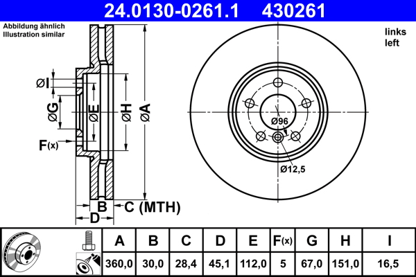 Brake Disc - 24.0130-0261.1 ATE