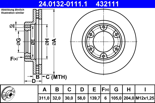 Brake Disc - 24.0132-0111.1 ATE