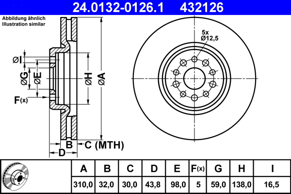 Brake Disc - 24.0132-0126.1 ATE