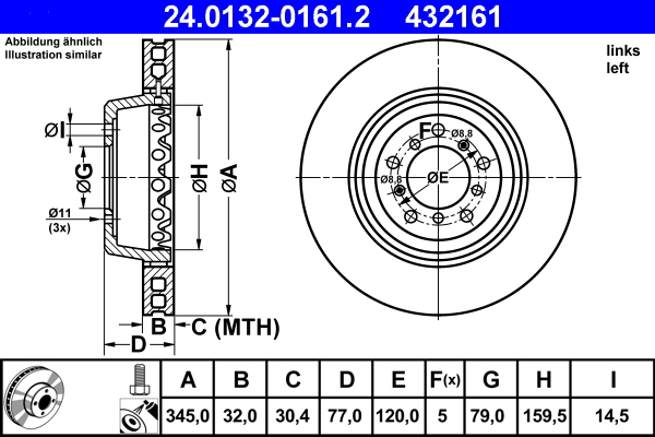 Brake Disc - 24.0132-0161.2 ATE