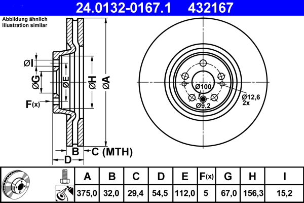 Brake Disc - 24.0132-0167.1 ATE