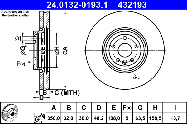 Brake Disc - 24.0132-0193.1 ATE