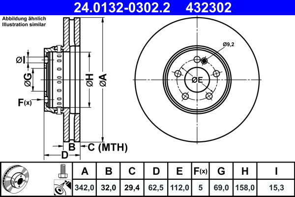 Brake Disc - 24.0132-0302.2 ATE