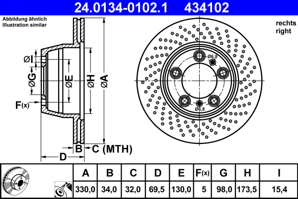 Brake Disc - 24.0134-0102.1 ATE