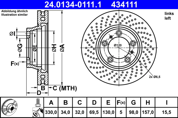Brake Disc - 24.0134-0111.1 ATE