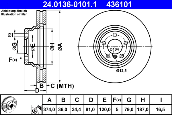 Brake Disc - 24.0136-0101.1 ATE
