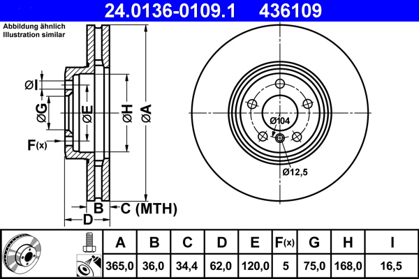 Brake Disc - 24.0136-0109.1 ATE