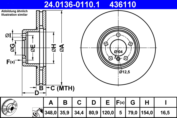 Brake Disc - 24.0136-0110.1 ATE