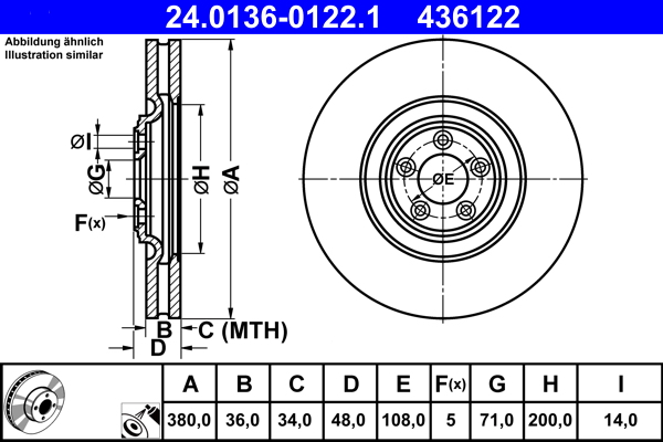 Brake Disc - 24.0136-0122.1 ATE