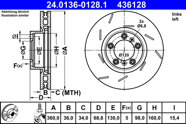 Brake Disc - 24.0136-0128.1 ATE