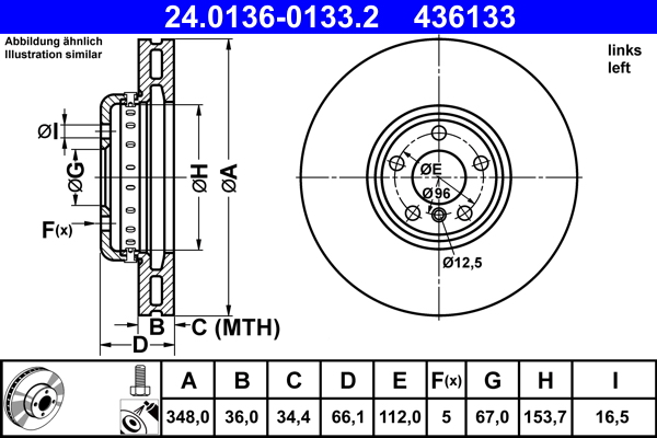 Brake Disc - 24.0136-0133.2 ATE