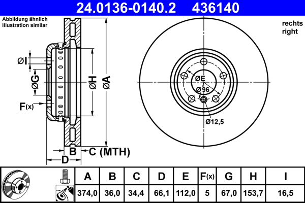Brake Disc - 24.0136-0140.2 ATE