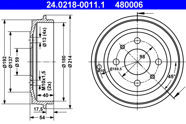 Brake Drum - 24.0218-0011.1 ATE