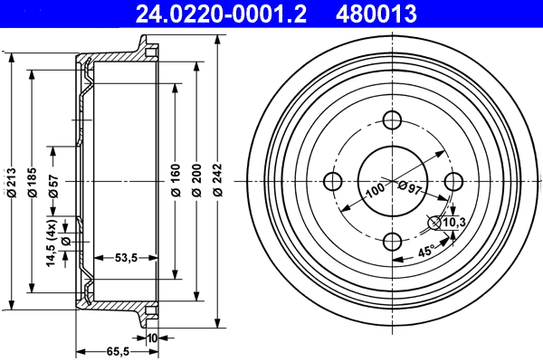 Brake Drum - 24.0220-0001.2 ATE
