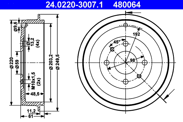 Brake Drum - 24.0220-3007.1 ATE