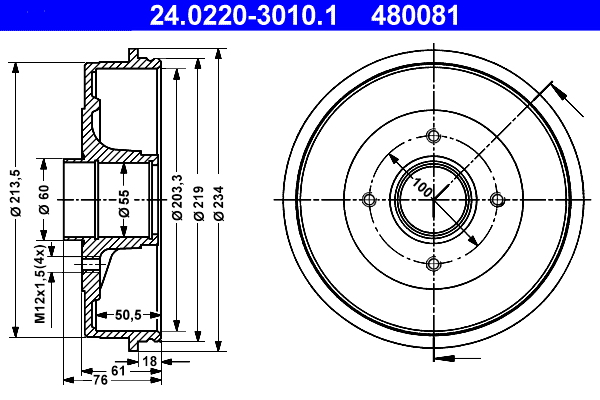 Brake Drum - 24.0220-3010.1 ATE