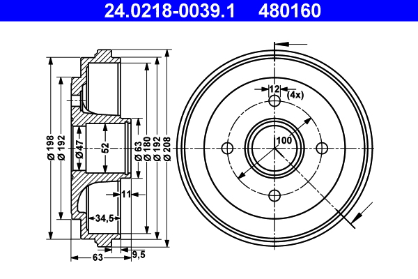 Brake Drum - 24.0218-0039.1 ATE