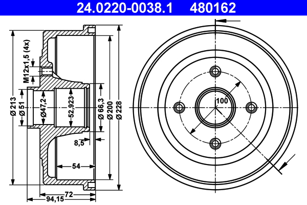 Brake Drum - 24.0220-0038.1 ATE