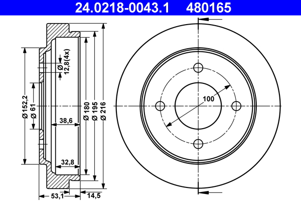 Brake Drum - 24.0218-0043.1 ATE