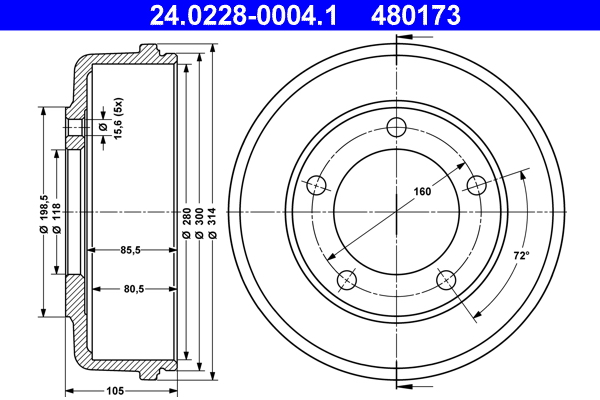 Brake Drum - 24.0228-0004.1 ATE