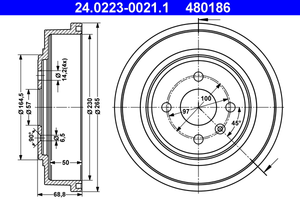 Brake Drum - 24.0223-0021.1 ATE