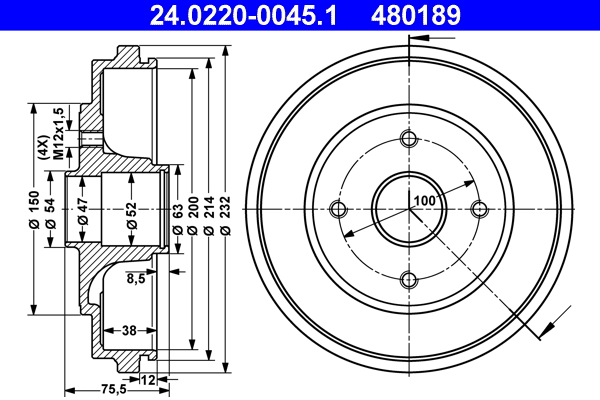 Brake Drum - 24.0220-0045.1 ATE