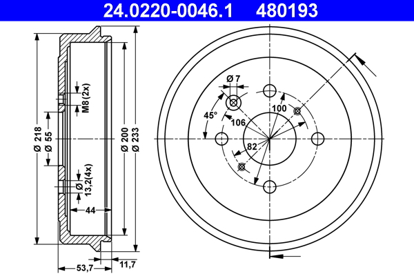 Brake Drum - 24.0220-0046.1 ATE
