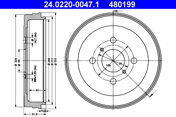 Brake Drum - 24.0220-0047.1 ATE
