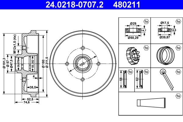 Brake Drum - 24.0218-0707.2 ATE