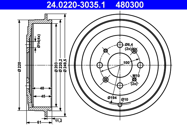 Brake Drum - 24.0220-3035.1 ATE