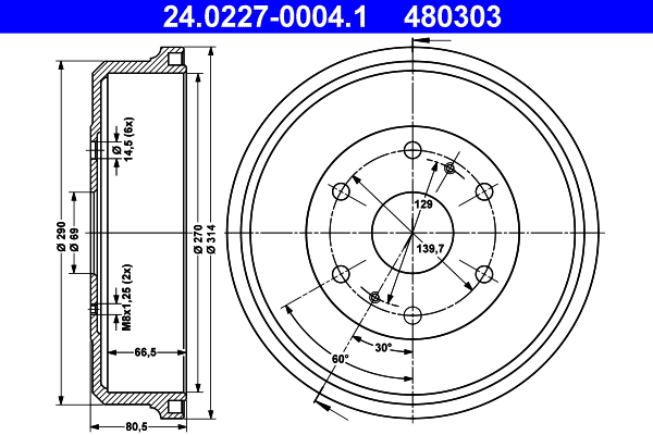 Tamburo freno - 24.0227-0004.1 ATE