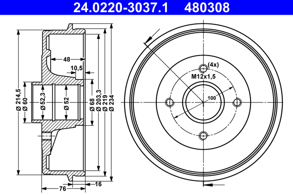 Brake Drum - 24.0220-3037.1 ATE