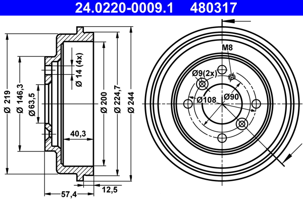 Brake Drum - 24.0220-0009.1 ATE