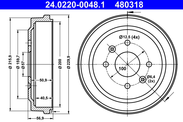 Brake Drum - 24.0220-0048.1 ATE