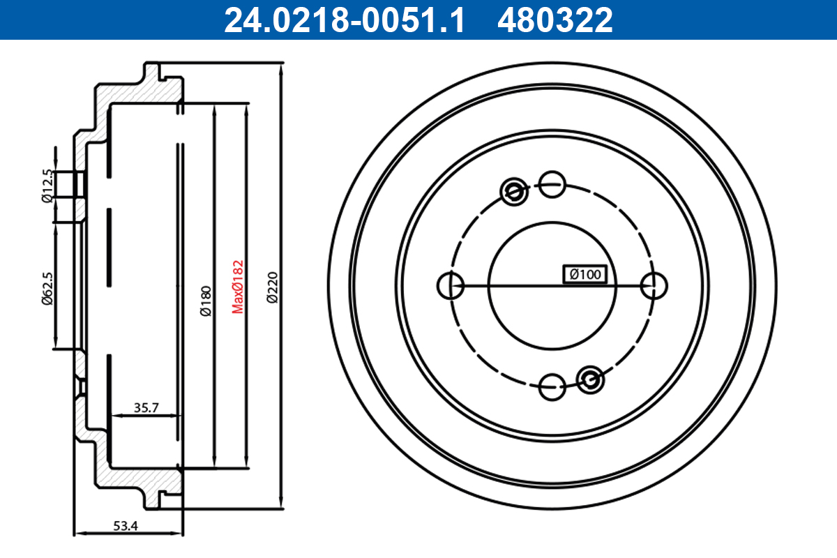 Brake Drum - 24.0218-0051.1 ATE