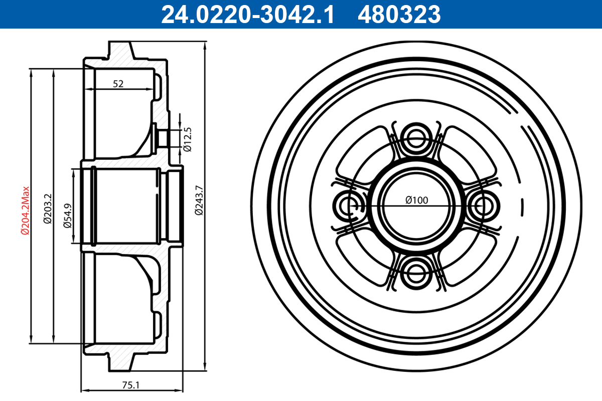 Brake Drum - 24.0220-3042.1 ATE