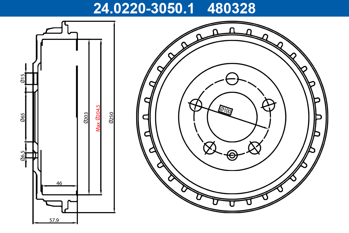 Brake Drum - 24.0220-3050.1 ATE