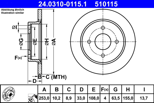Brake Disc - 24.0310-0115.1 ATE
