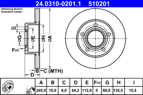 Brake Disc - 24.0310-0201.1 ATE