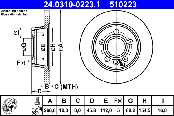 Brake Disc - 24.0310-0223.1 ATE