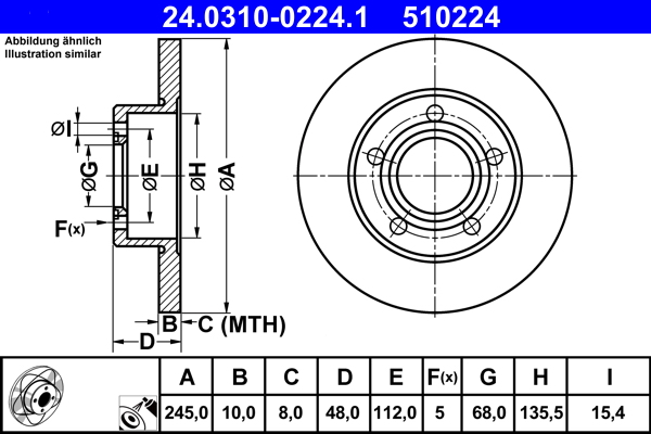 Brake Disc - 24.0310-0224.1 ATE