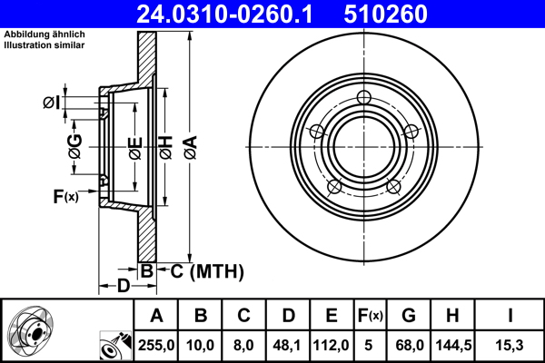 Brake Disc - 24.0310-0260.1 ATE