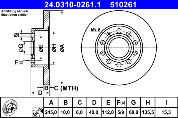Bremsscheibe - 24.0310-0261.1 ATE