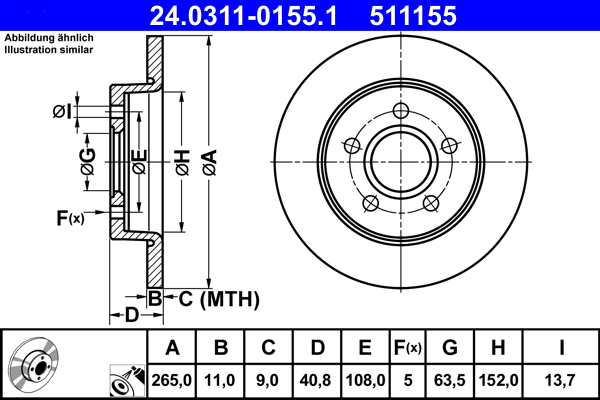 Brake Disc - 24.0311-0155.1 ATE